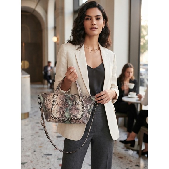 Aimee Kestenberg Handbags - Aimee Kestenberg Tamitha Mini Satchel Snake Embossed Leather Crossbody Bag Multi